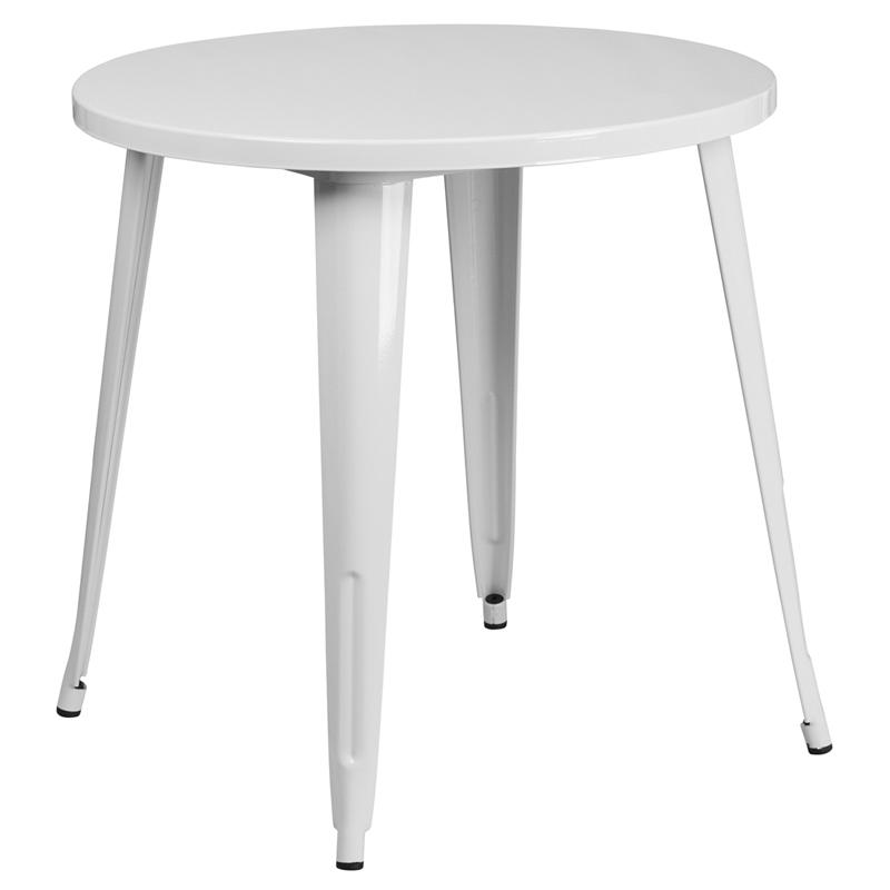 Flash Furniture 30” Round White Metal Indoor-Outdoor Table – CH-51090-29-WH-GG Online Hot Sale