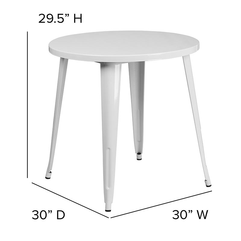 Flash Furniture 30” Round White Metal Indoor-Outdoor Table – CH-51090-29-WH-GG Online Hot Sale