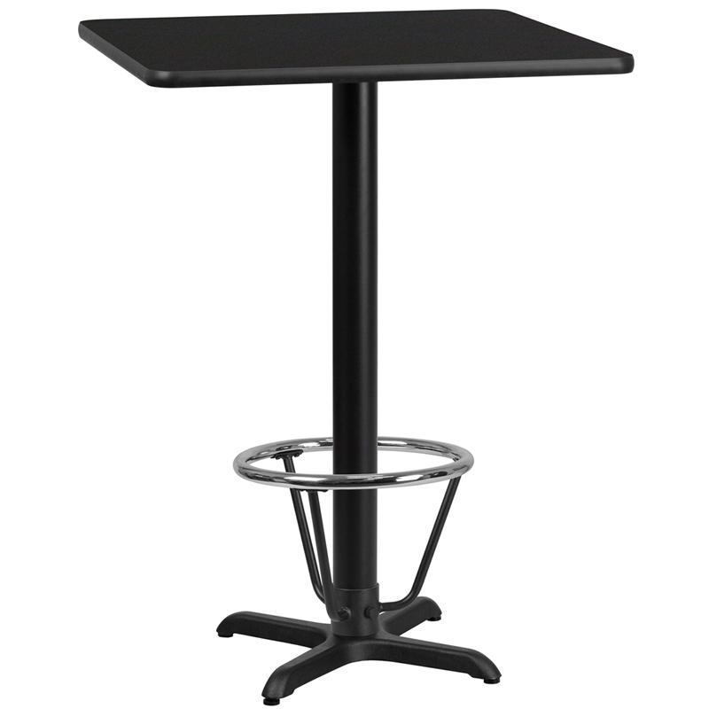 Flash Furniture 30” Square Black Laminate Table Top with 22” x 22” Bar Height Table Base and Foot Ring – XU-BLKTB-3030-T2222B-3CFR-GG Sale