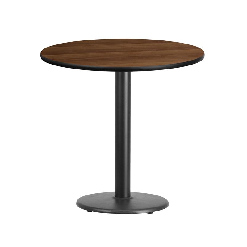 Flash Furniture 30” Round Walnut Laminate Table Top with 18” Round Table Height Base – XU-RD-30-WALTB-TR18-GG Discount