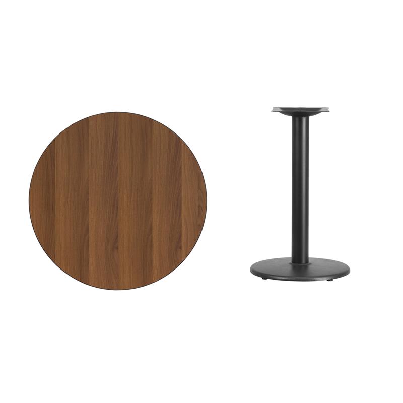 Flash Furniture 30” Round Walnut Laminate Table Top with 18” Round Table Height Base – XU-RD-30-WALTB-TR18-GG Discount