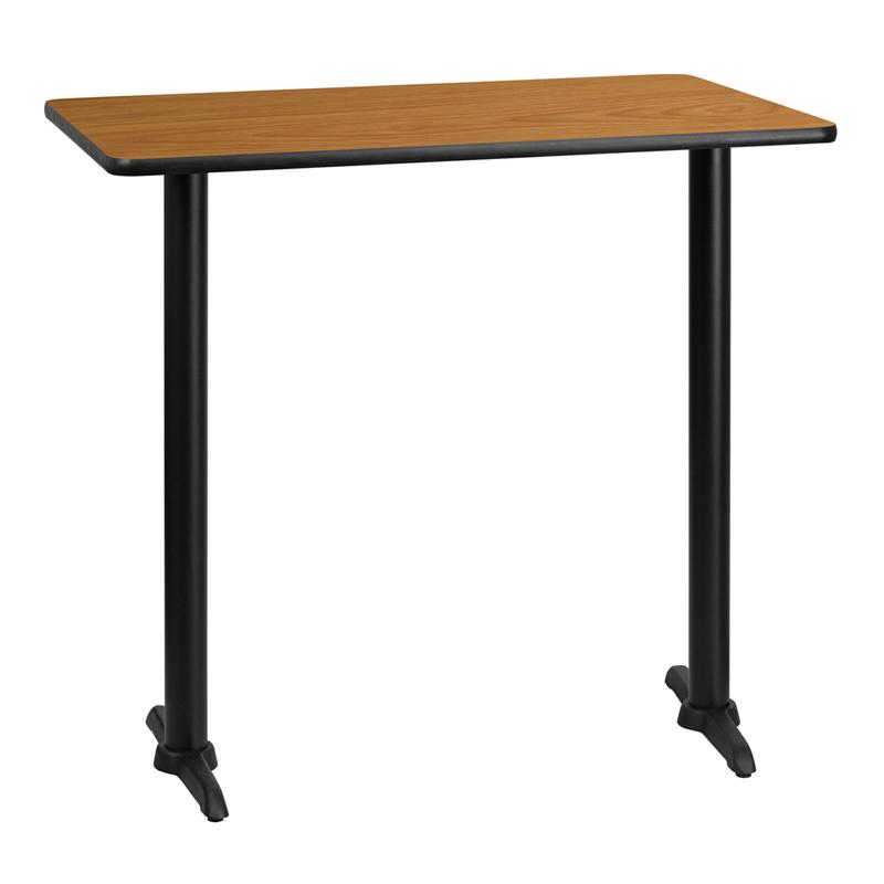 Flash Furniture 30” x 42” Rectangular Natural Laminate Table Top with 5” x 22” Bar Height Table Bases – XU-NATTB-3042-T0522B-GG Supply