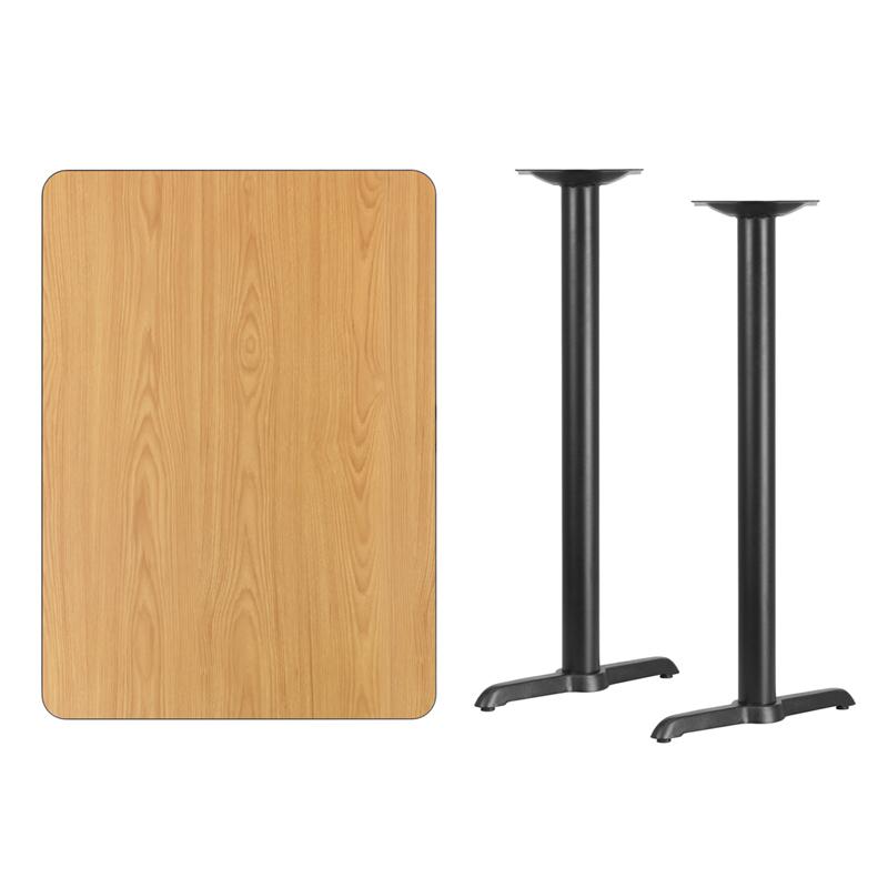 Flash Furniture 30” x 42” Rectangular Natural Laminate Table Top with 5” x 22” Bar Height Table Bases – XU-NATTB-3042-T0522B-GG Supply