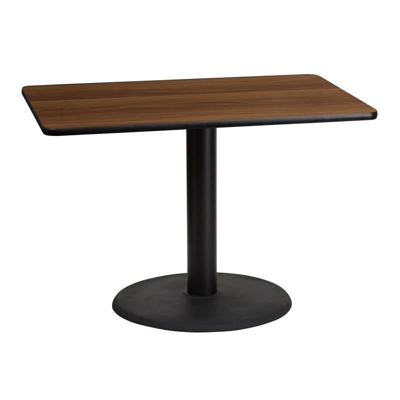Flash Furniture 30” x 42” Rectangular Walnut Laminate Table Top with 24” Round Table Height Base – XU-WALTB-3042-TR24-GG Fashion