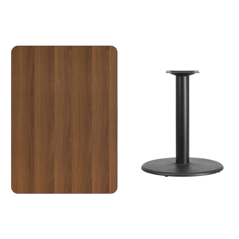 Flash Furniture 30” x 42” Rectangular Walnut Laminate Table Top with 24” Round Table Height Base – XU-WALTB-3042-TR24-GG Fashion