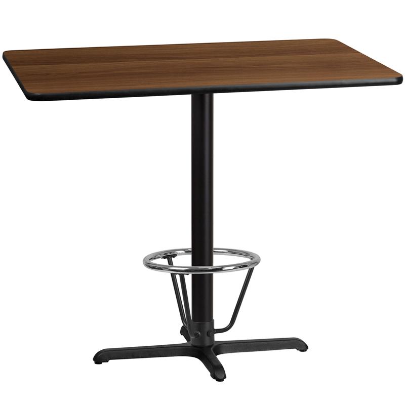 Flash Furniture 30” x 48” Rectangular Walnut Laminate Table Top with 22” x 30” Bar Height Table Base and Foot Ring – XU-WALTB-3048-T2230B-3CFR-GG Online now