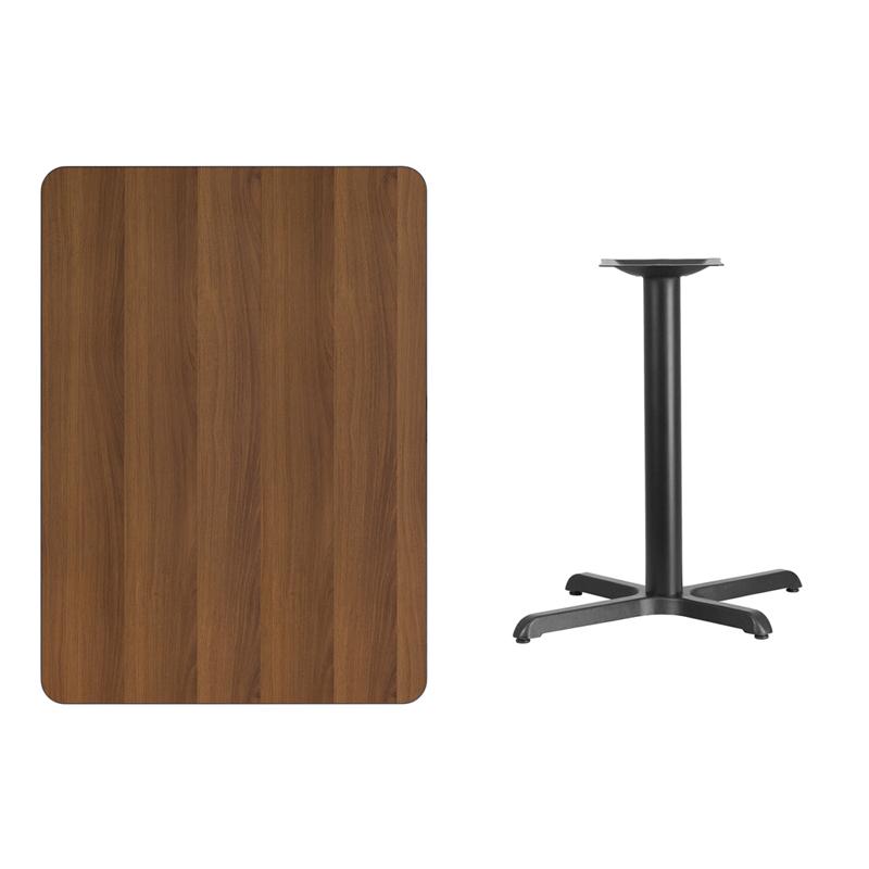 Flash Furniture 30” x 42” Rectangular Walnut Laminate Table Top with 22” x 30” Table Height Base – XU-WALTB-3042-T2230-GG on Sale
