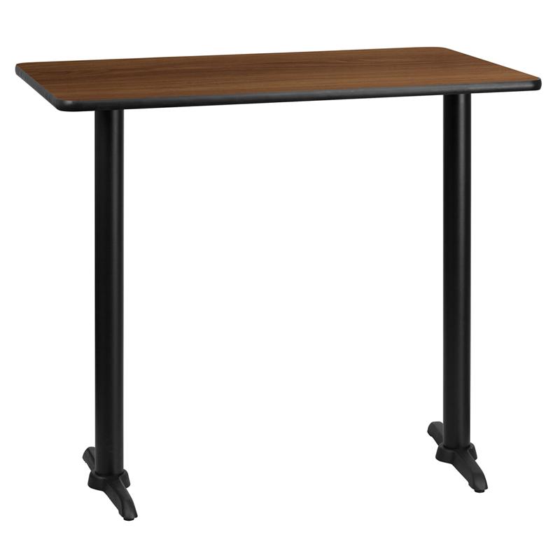 Flash Furniture 30” x 45” Rectangular Walnut Laminate Table Top with 5” x 22” Bar Height Table Bases – XU-WALTB-3045-T0522B-GG Online