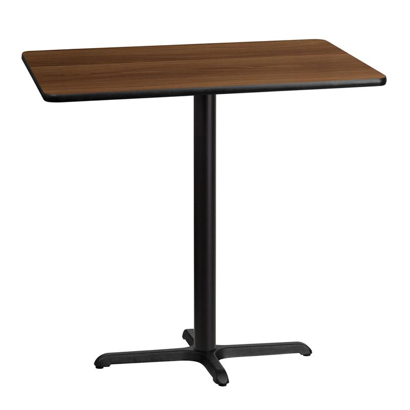 Flash Furniture 30” x 42” Rectangular Walnut Laminate Table Top with 22” x 30” Bar Height Table Base – XU-WALTB-3042-T2230B-GG Online now