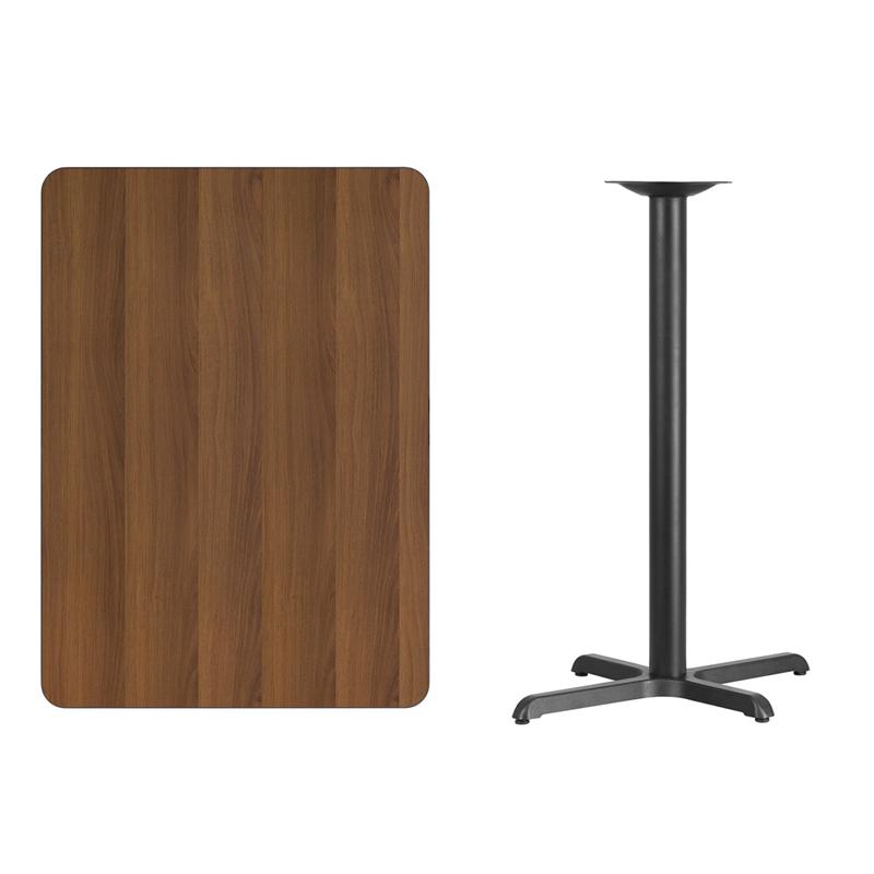 Flash Furniture 30” x 42” Rectangular Walnut Laminate Table Top with 22” x 30” Bar Height Table Base – XU-WALTB-3042-T2230B-GG Online now