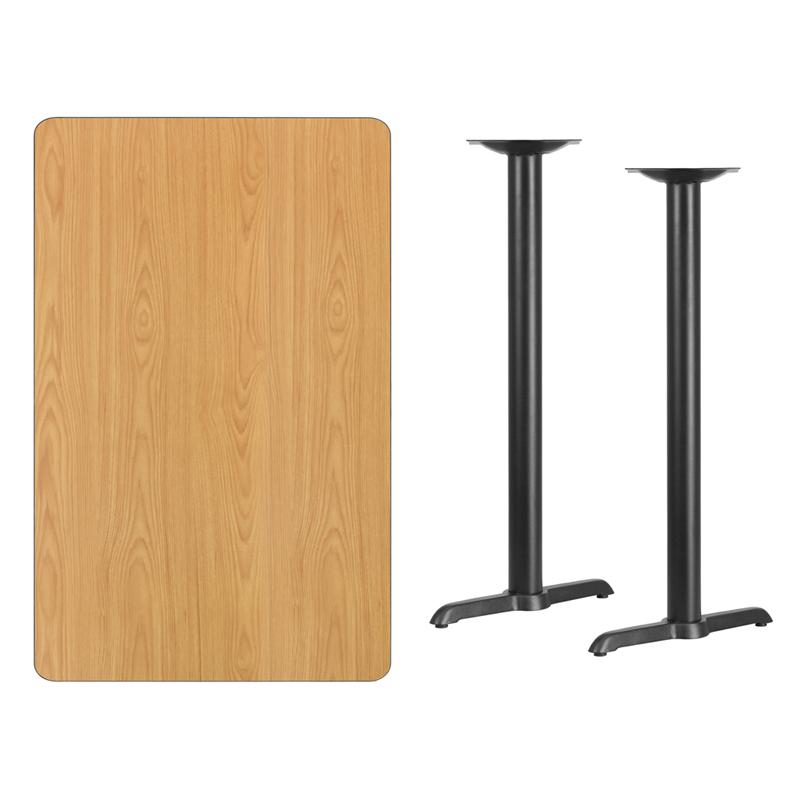 Flash Furniture 30” x 48” Rectangular Natural Laminate Table Top with 5” x 22” Bar Height Table Bases – XU-NATTB-3048-T0522B-GG Online Hot Sale
