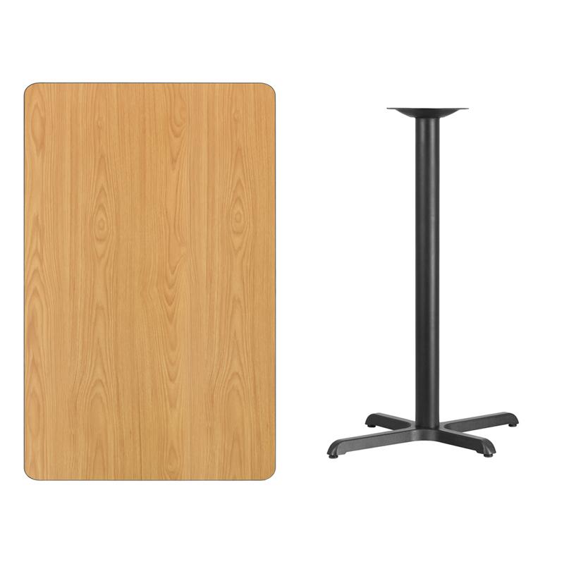 Flash Furniture 30” x 48” Rectangular Natural Laminate Table Top with 22” x 30” Bar Height Table Base – XU-NATTB-3048-T2230B-GG on Sale