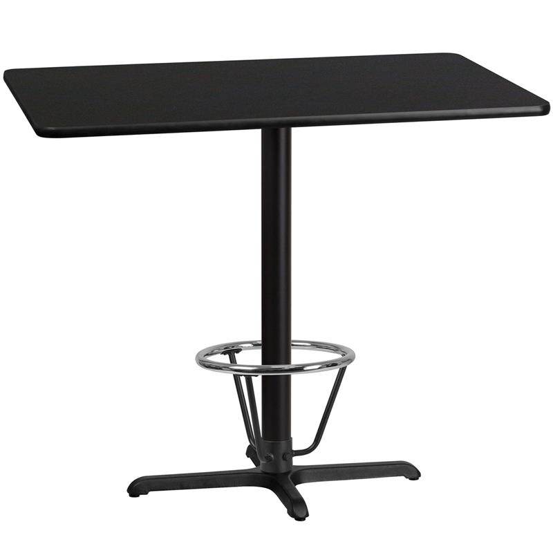 Flash Furniture 30” x 48” Rectangular Black Laminate Table Top with 22” x 30” Bar Height Table Base and Foot Ring – XU-BLKTB-3048-T2230B-3CFR-GG Fashion