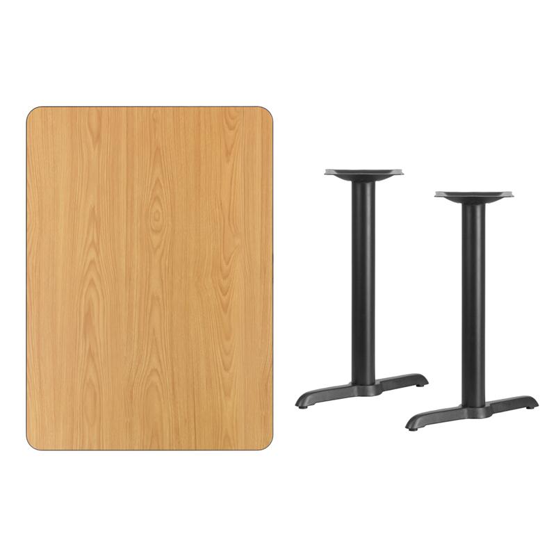 Flash Furniture 30” x 42” Rectangular Natural Laminate Table Top with 5” x 22” Table Height Bases – XU-NATTB-3042-T0522-GG on Sale