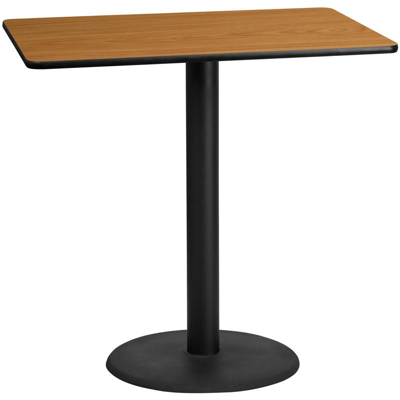 Flash Furniture 30” x 48” Rectangular Natural Laminate Table Top with 24” Round Bar Height Table Base – XU-NATTB-3048-TR24B-GG Supply