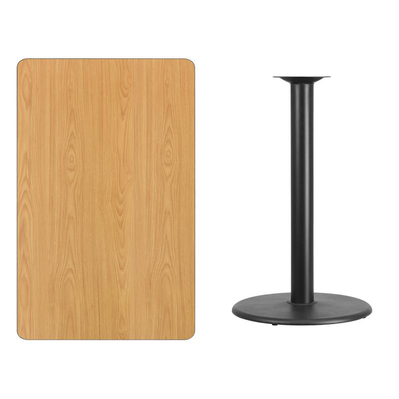 Flash Furniture 30” x 48” Rectangular Natural Laminate Table Top with 24” Round Bar Height Table Base – XU-NATTB-3048-TR24B-GG Supply