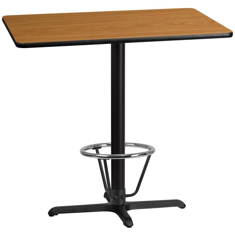 Flash Furniture 30” x 42” Rectangular Natural Laminate Table Top with 22” x 30” Bar Height Table Base and Foot Ring – XU-NATTB-3042-T2230B-3CFR-GG on Sale