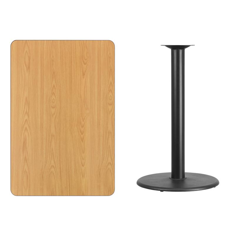 Flash Furniture 30” x 45” Rectangular Natural Laminate Table Top with 24” Round Bar Height Table Base – XU-NATTB-3045-TR24B-GG on Sale
