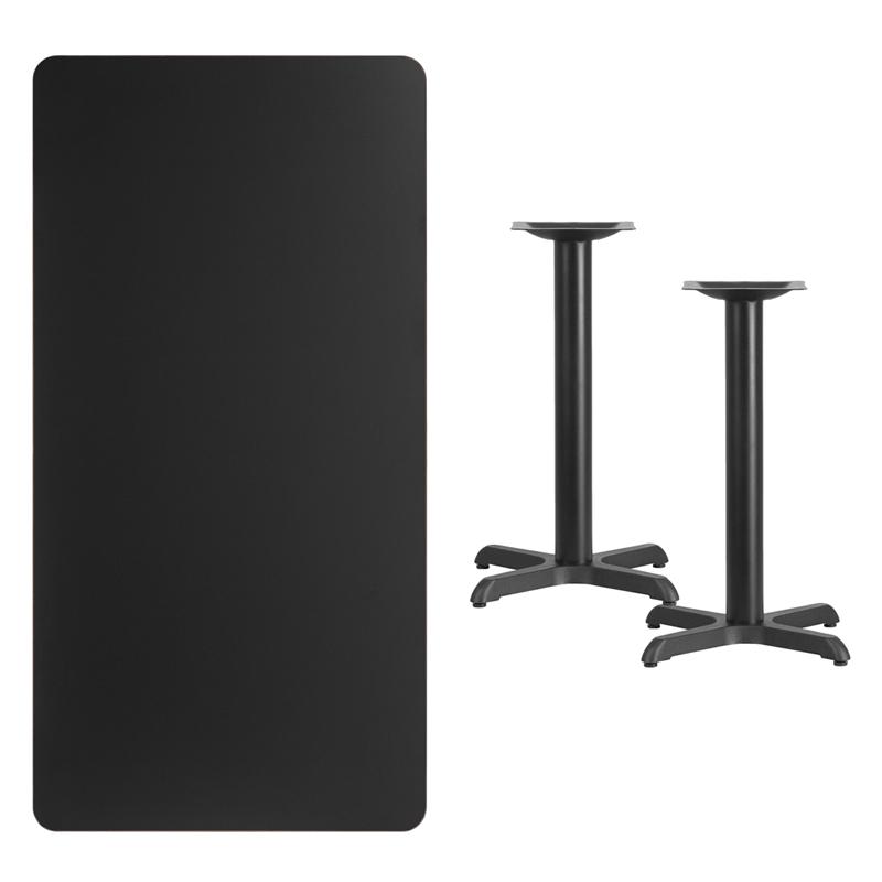 Flash Furniture 30” x 60” Rectangular Black Laminate Table Top with 22” x 22” Table Height Bases – XU-BLKTB-3060-T2222-GG Sale