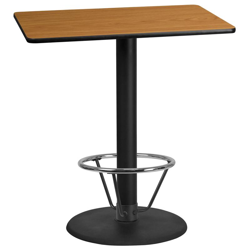 Flash Furniture 30” x 42” Rectangular Natural Laminate Table Top with 24” Round Bar Height Table Base and Foot Ring – XU-NATTB-3042-TR24B-4CFR-GG Fashion