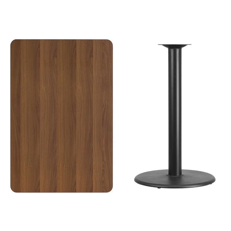 Flash Furniture 30” x 45” Rectangular Walnut Laminate Table Top with 24” Round Bar Height Table Base – XU-WALTB-3045-TR24B-GG Online