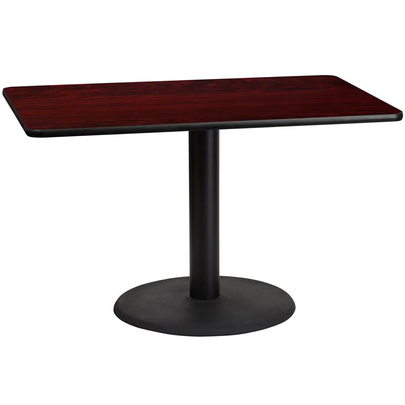 Flash Furniture 30” x 48” Rectangular Mahogany Laminate Table Top with 24” Round Table Height Base – XU-MAHTB-3048-TR24-GG Hot on Sale