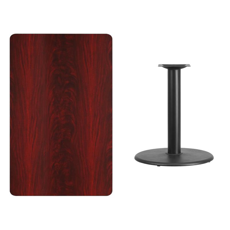 Flash Furniture 30” x 48” Rectangular Mahogany Laminate Table Top with 24” Round Table Height Base – XU-MAHTB-3048-TR24-GG Hot on Sale