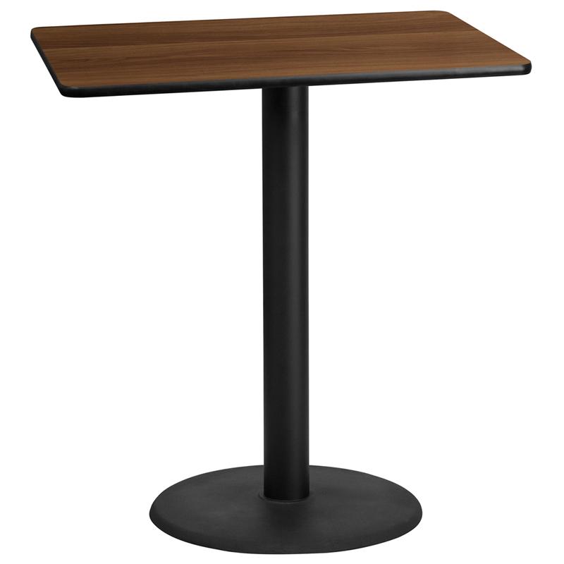 Flash Furniture 30” x 42” Rectangular Walnut Laminate Table Top with 24” Round Bar Height Table Base – XU-WALTB-3042-TR24B-GG Discount