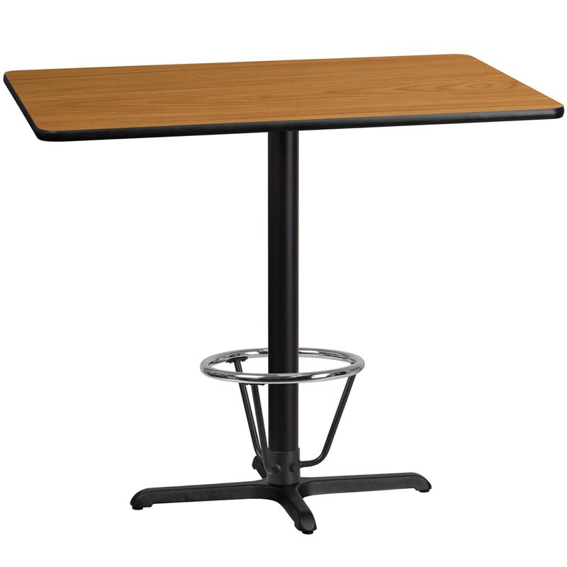 Flash Furniture 30” x 48” Rectangular Natural Laminate Table Top with 22” x 30” Bar Height Table Base and Foot Ring – XU-NATTB-3048-T2230B-3CFR-GG Hot on Sale