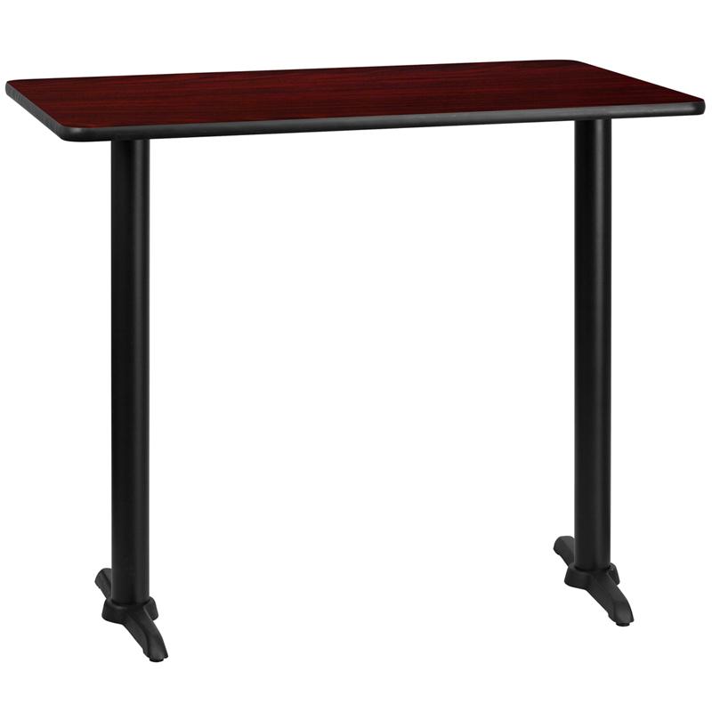 Flash Furniture 30” x 48” Rectangular Mahogany Laminate Table Top with 5” x 22” Bar Height Table Bases – XU-MAHTB-3048-T0522B-GG Supply