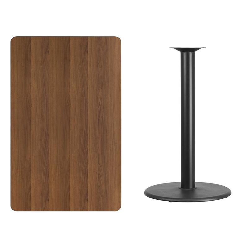 Flash Furniture 30” x 48” Rectangular Walnut Laminate Table Top with 24” Round Bar Height Table Base – XU-WALTB-3048-TR24B-GG Hot on Sale