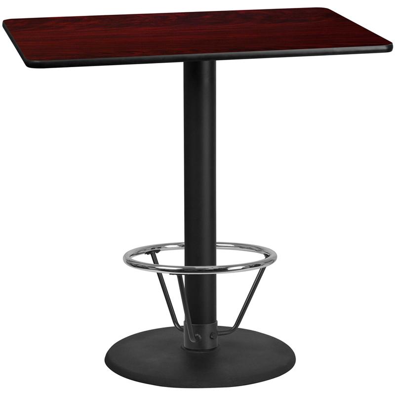 Flash Furniture 30” x 48” Rectangular Mahogany Laminate Table Top with 24” Round Bar Height Table Base and Foot Ring – XU-MAHTB-3048-TR24B-4CFR-GG Sale