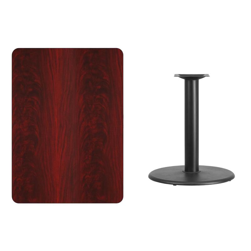 Flash Furniture 30” x 42” Rectangular Mahogany Laminate Table Top with 24” Round Table Height Base – XU-MAHTB-3042-TR24-GG Online Sale