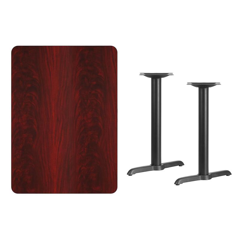 Flash Furniture 30” x 42” Rectangular Mahogany Laminate Table Top with 5” x 22” Table Height Bases – XU-MAHTB-3042-T0522-GG Hot on Sale