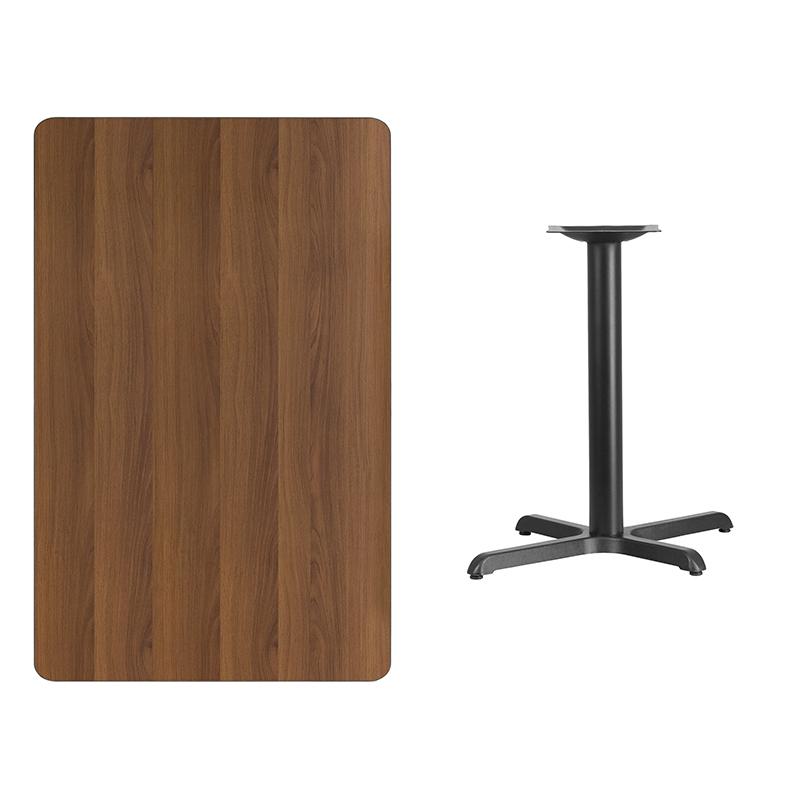 Flash Furniture 30” x 48” Rectangular Walnut Laminate Table Top with 24” Round Table Height Base – XU-WALTB-3048-TR24-GG Hot on Sale