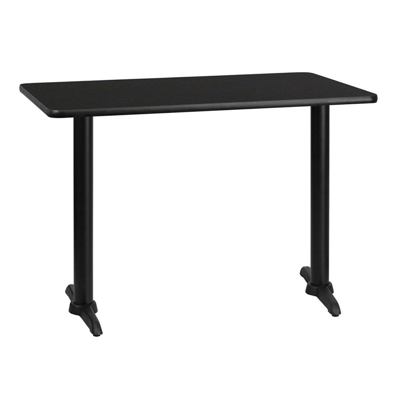 Flash Furniture 30” x 42” Rectangular Black Laminate Table Top with 5” x 22” Table Height Bases – XU-BLKTB-3042-T0522-GG Online Hot Sale