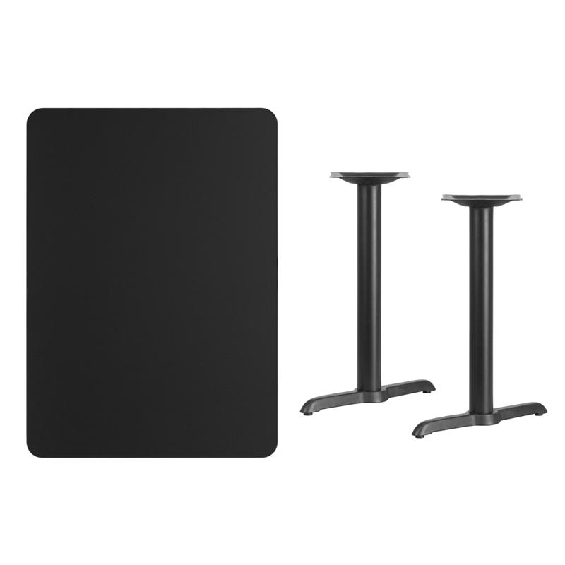 Flash Furniture 30” x 42” Rectangular Black Laminate Table Top with 5” x 22” Table Height Bases – XU-BLKTB-3042-T0522-GG Online Hot Sale