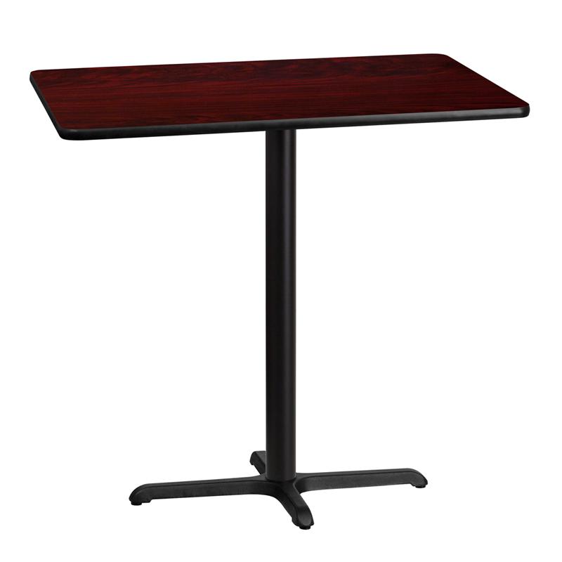 Flash Furniture 30” x 42” Rectangular Mahogany Laminate Table Top with 22” x 30” Bar Height Table Base – XU-MAHTB-3042-T2230B-GG Online now