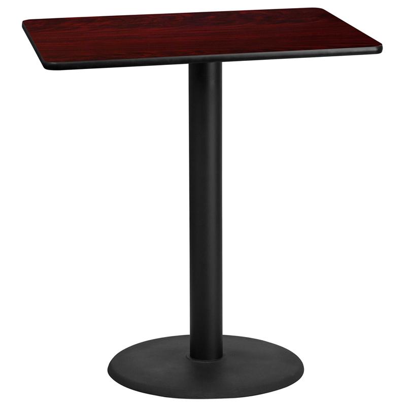 Flash Furniture 30” x 42” Rectangular Mahogany Laminate Table Top with 24” Round Bar Height Table Base – XU-MAHTB-3042-TR24B-GG Online Hot Sale