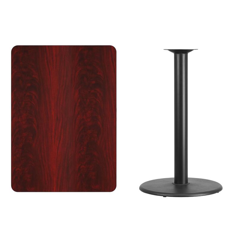 Flash Furniture 30” x 42” Rectangular Mahogany Laminate Table Top with 24” Round Bar Height Table Base – XU-MAHTB-3042-TR24B-GG Online Hot Sale
