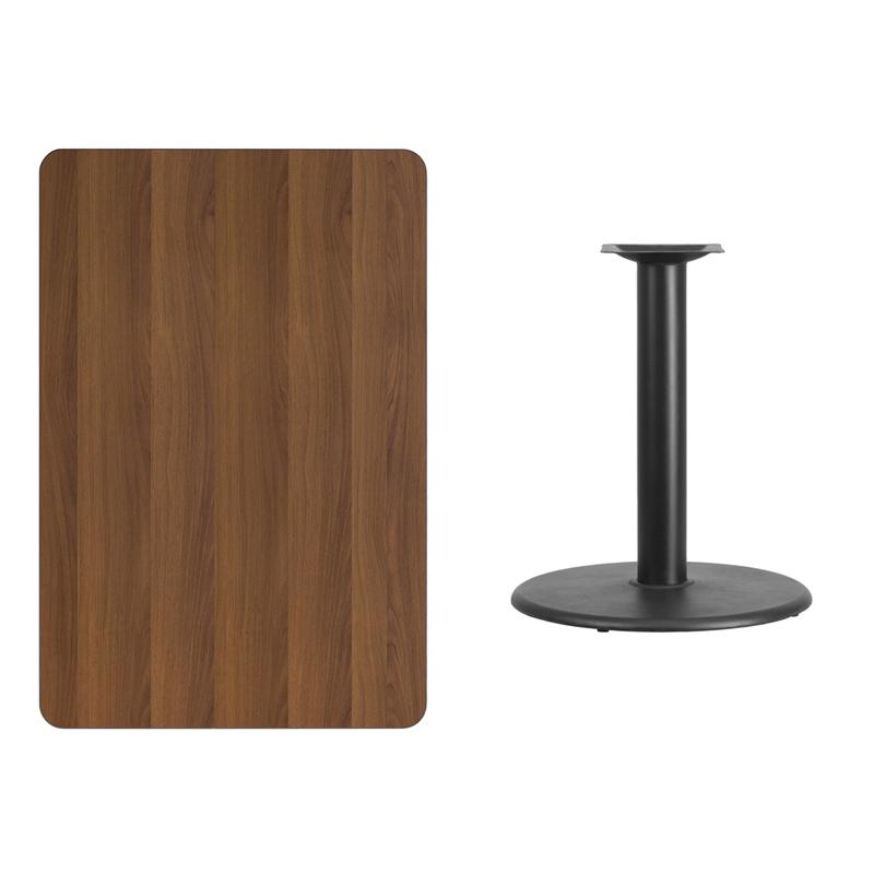 Flash Furniture 30” x 45” Rectangular Walnut Laminate Table Top with 24” Round Table Height Base – XU-WALTB-3045-TR24-GG on Sale