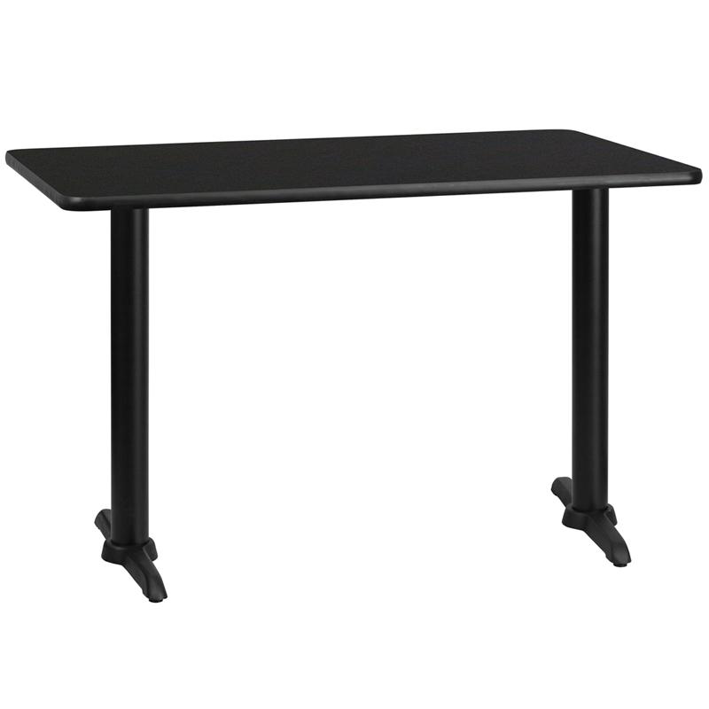 Flash Furniture 30” x 48” Rectangular Black Laminate Table Top with 5” x 22” Table Height Bases – XU-BLKTB-3048-T0522-GG Sale