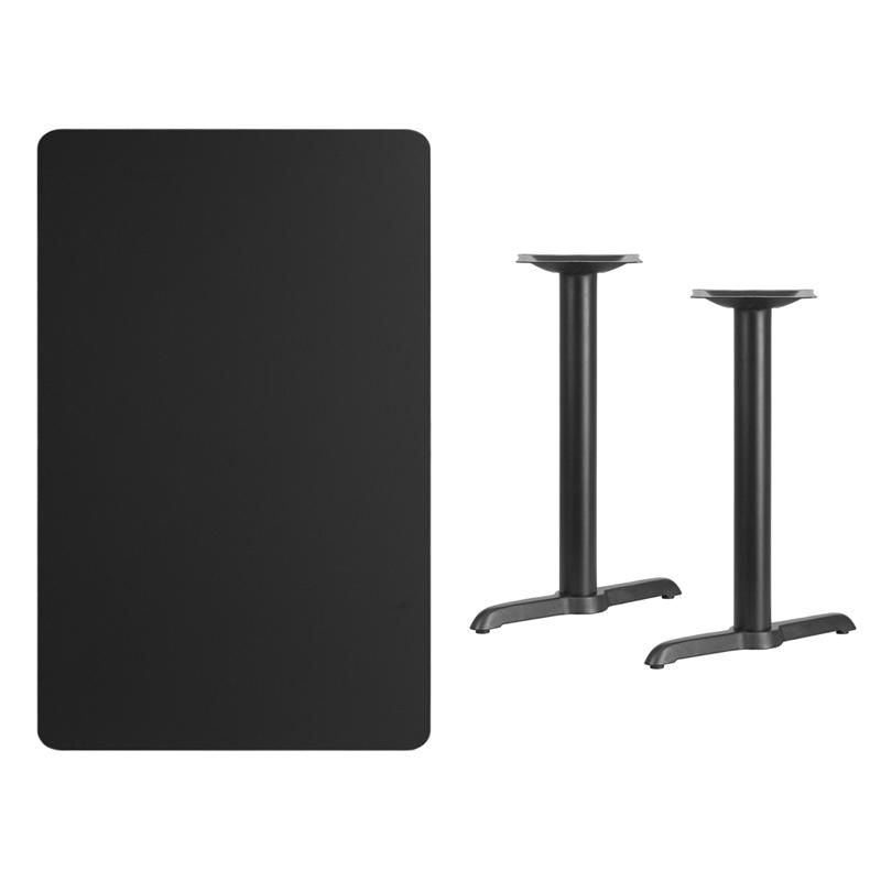 Flash Furniture 30” x 48” Rectangular Black Laminate Table Top with 5” x 22” Table Height Bases – XU-BLKTB-3048-T0522-GG Sale
