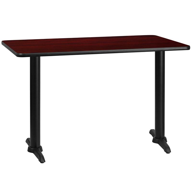 Flash Furniture 30” x 48” Rectangular Mahogany Laminate Table Top with 5” x 22” Table Height Bases – XU-MAHTB-3048-T0522-GG Hot on Sale