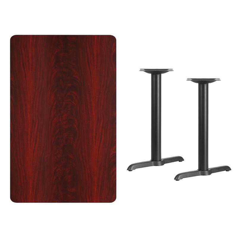 Flash Furniture 30” x 48” Rectangular Mahogany Laminate Table Top with 5” x 22” Table Height Bases – XU-MAHTB-3048-T0522-GG Hot on Sale