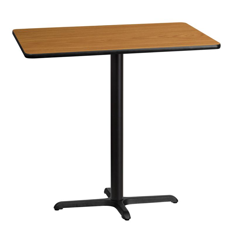 Flash Furniture 30” x 42” Rectangular Natural Laminate Table Top with 22” x 30” Bar Height Table Base – XU-NATTB-3042-T2230B-GG Fashion