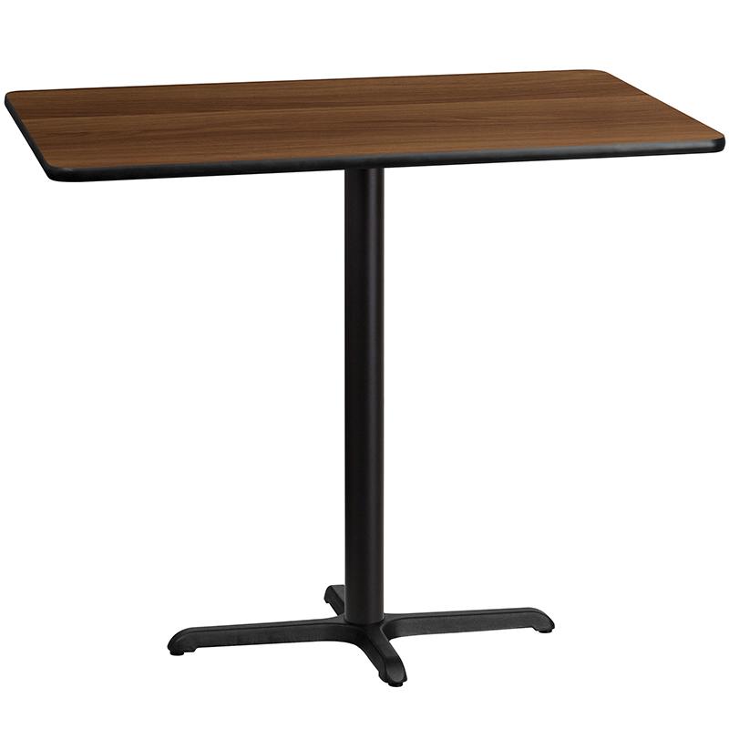 Flash Furniture 30” x 48” Rectangular Walnut Laminate Table Top with 22” x 30” Bar Height Table Base – XU-WALTB-3048-T2230B-GG Online now