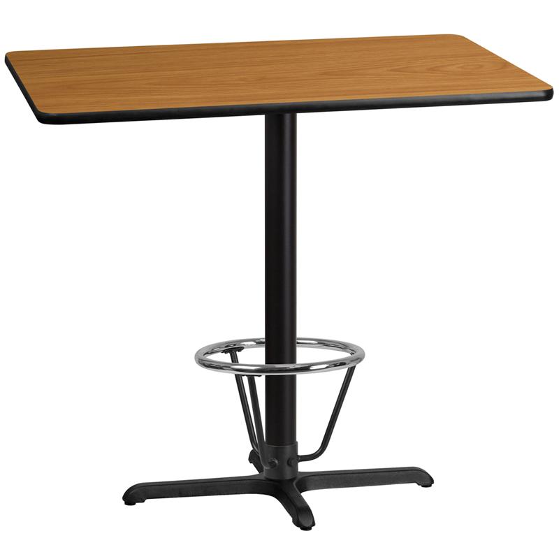 Flash Furniture 30” x 45” Rectangular Natural Laminate Table Top with 22” x 30” Bar Height Table Base and Foot Ring – XU-NATTB-3045-T2230B-3CFR-GG Sale