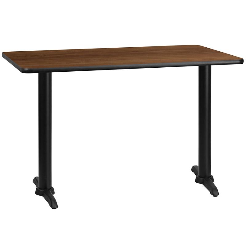 Flash Furniture 30” x 48” Rectangular Walnut Laminate Table Top with 5” x 22” Table Height Bases – XU-WALTB-3048-T0522-GG Sale