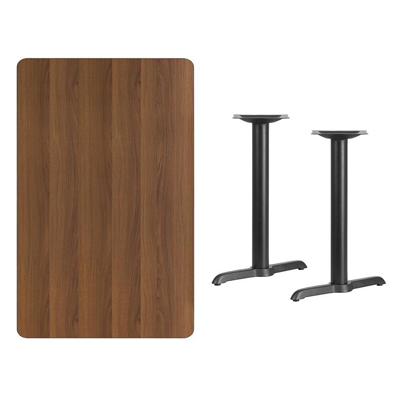 Flash Furniture 30” x 48” Rectangular Walnut Laminate Table Top with 5” x 22” Table Height Bases – XU-WALTB-3048-T0522-GG Sale